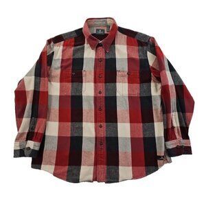 G. H. Bass & Co. Heavy Flannel Shirt Men's XXL Red Grey White Plaid EUC Classic